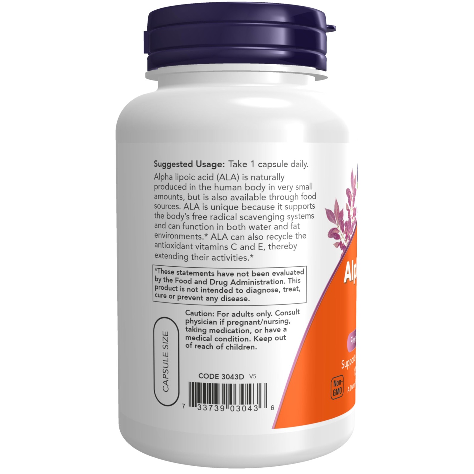 NOW Foods Supplements, Alpha Lipoic Acid 120 Count (Pack of 1), Light Yellow
