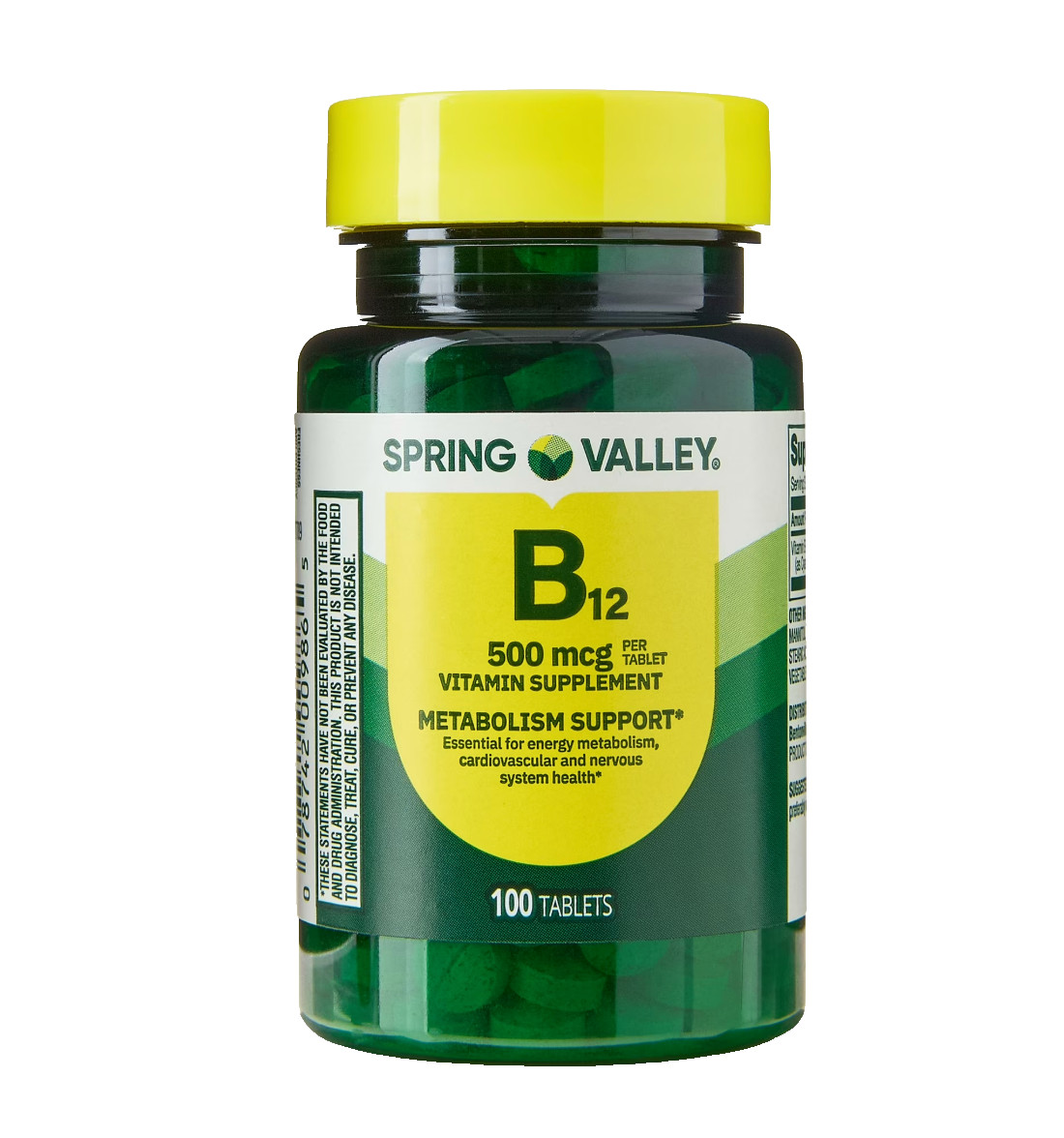 Vitamin B12 500 mcg Spring Valley 100 Tablets Energy Metabolism Support.;