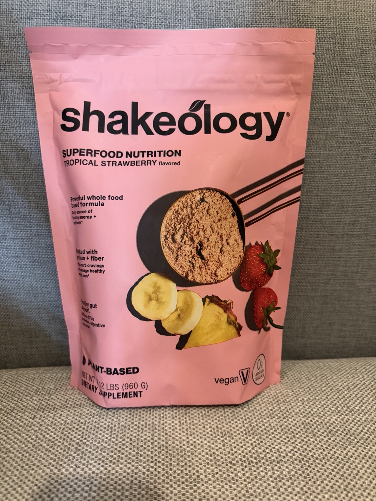 NEW VEGAN SHAKEOLOGY Tropical Strawberry Protein Shake Powder Bag, 30 servings