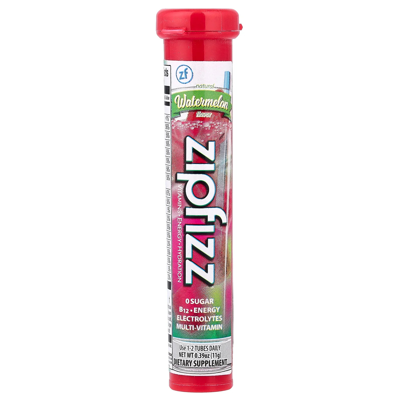 2 X Zipfizz, Energy Drink Mix, Watermelon, 20 Tubes, 0.39 oz (11 g) Each
