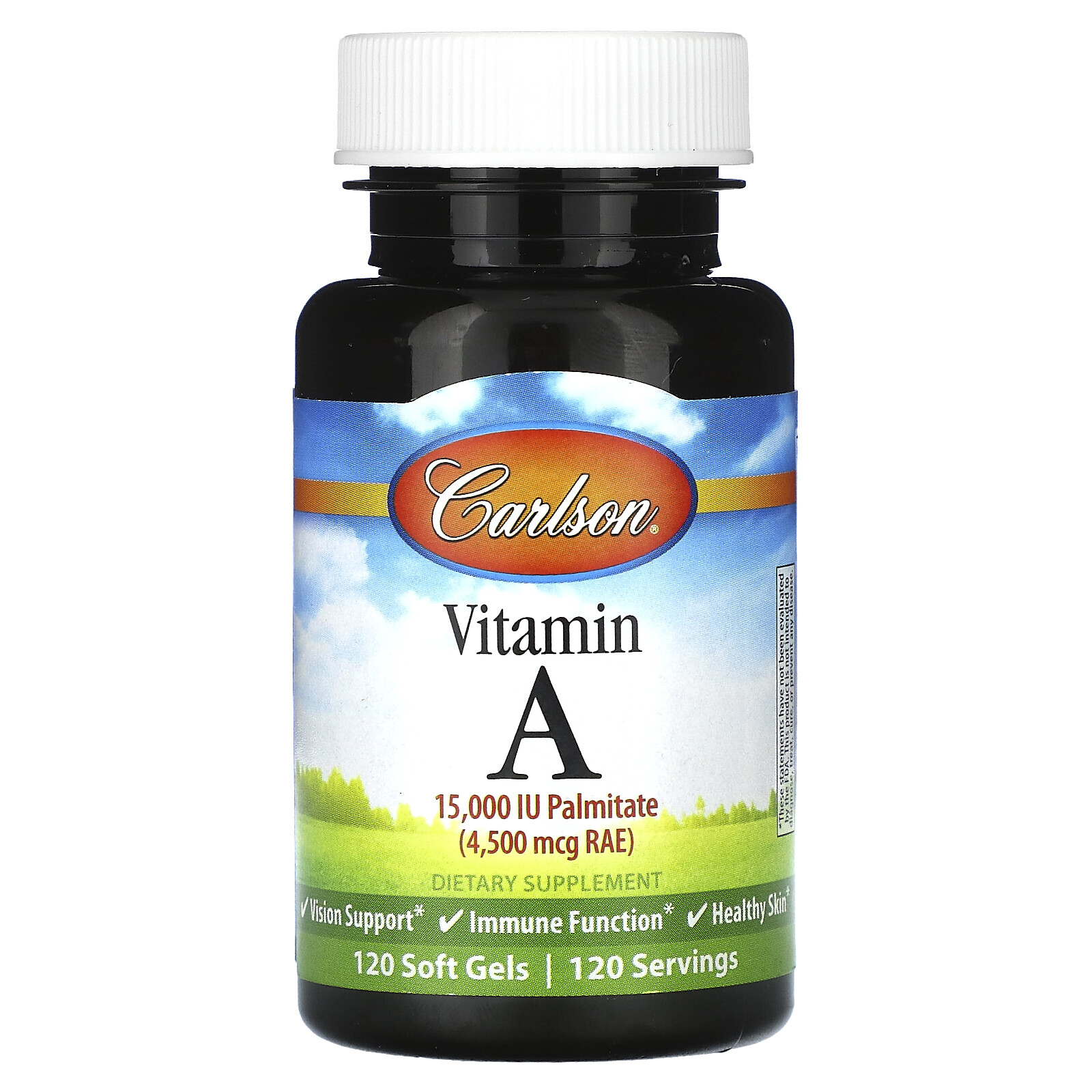Vitamin A, 4,500 mcg RAE (15,000 IU), 120 Soft Gels