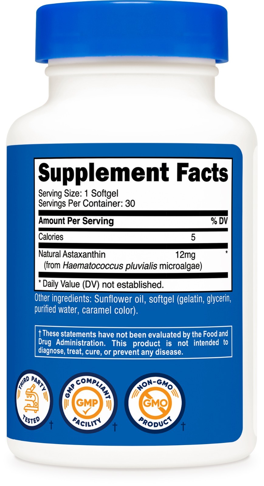 Nutricost Astaxanthin 12mg, 30 Softgel Capsules – Gluten Free and Non-GMO