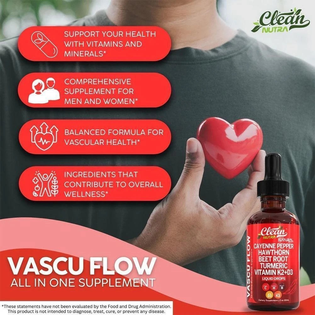 Cayenne Pepper Hawthorn Beet Root Turmeric Vitamin K2+D3 Liquid Drops 60ML-3pc