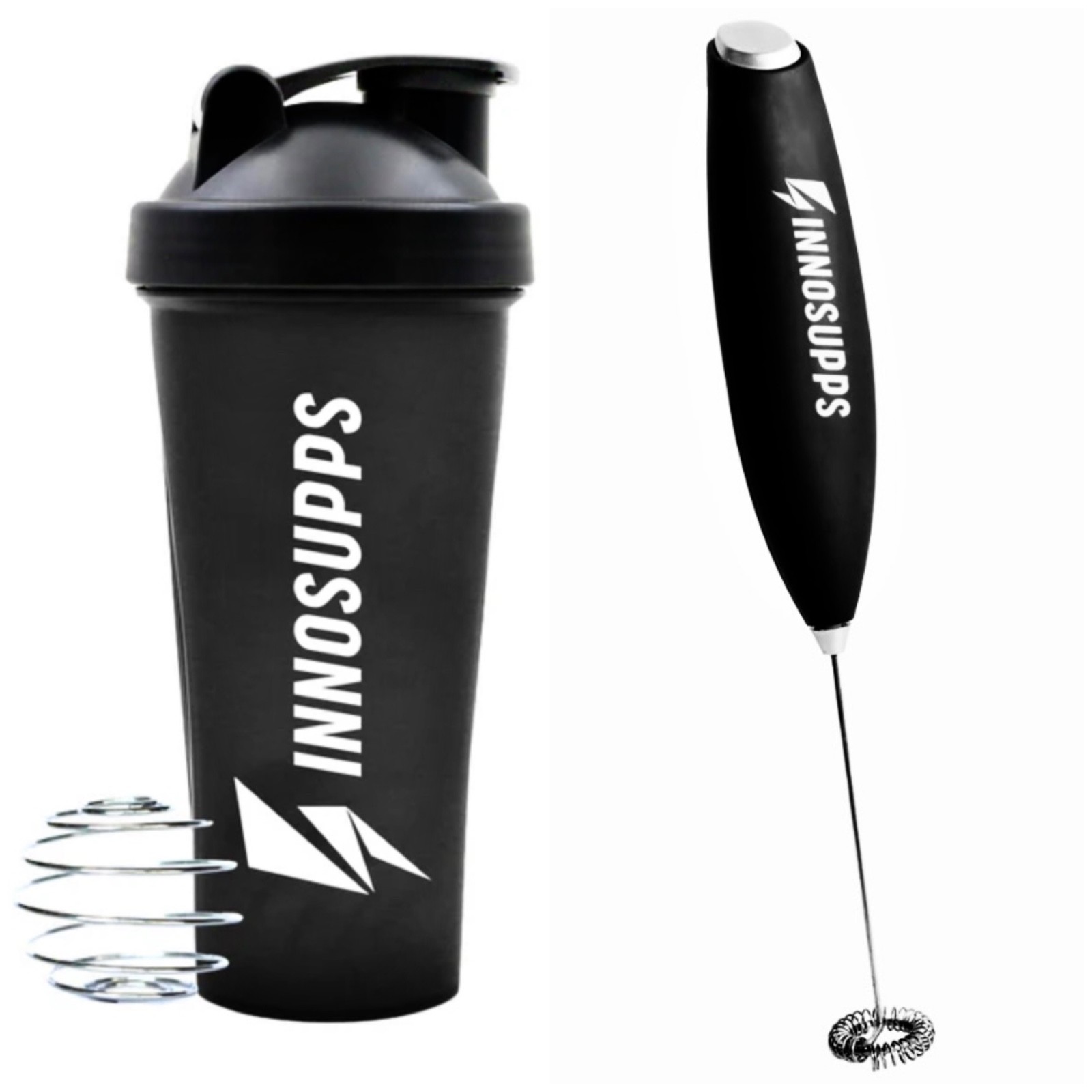 INNOSUPPS Black Shaker Bottle and Frother