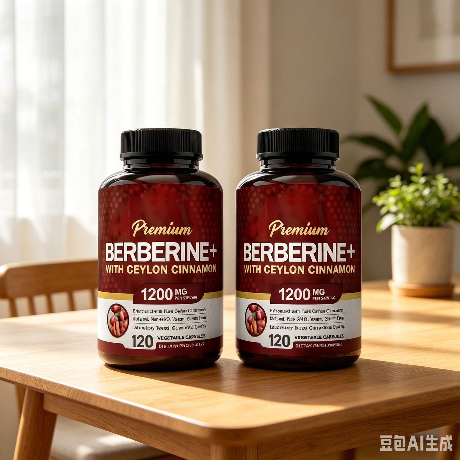2XPremium Berberine Immunity Ceylon Cinnamon HCl Digestive System 120Capsules
