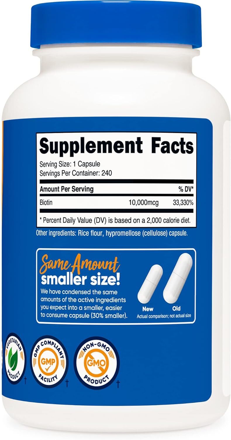 Nutricost Biotin (Vitamin B7) 10,000mcg (10mg) Vitamin 240 Count (Pack of 1)