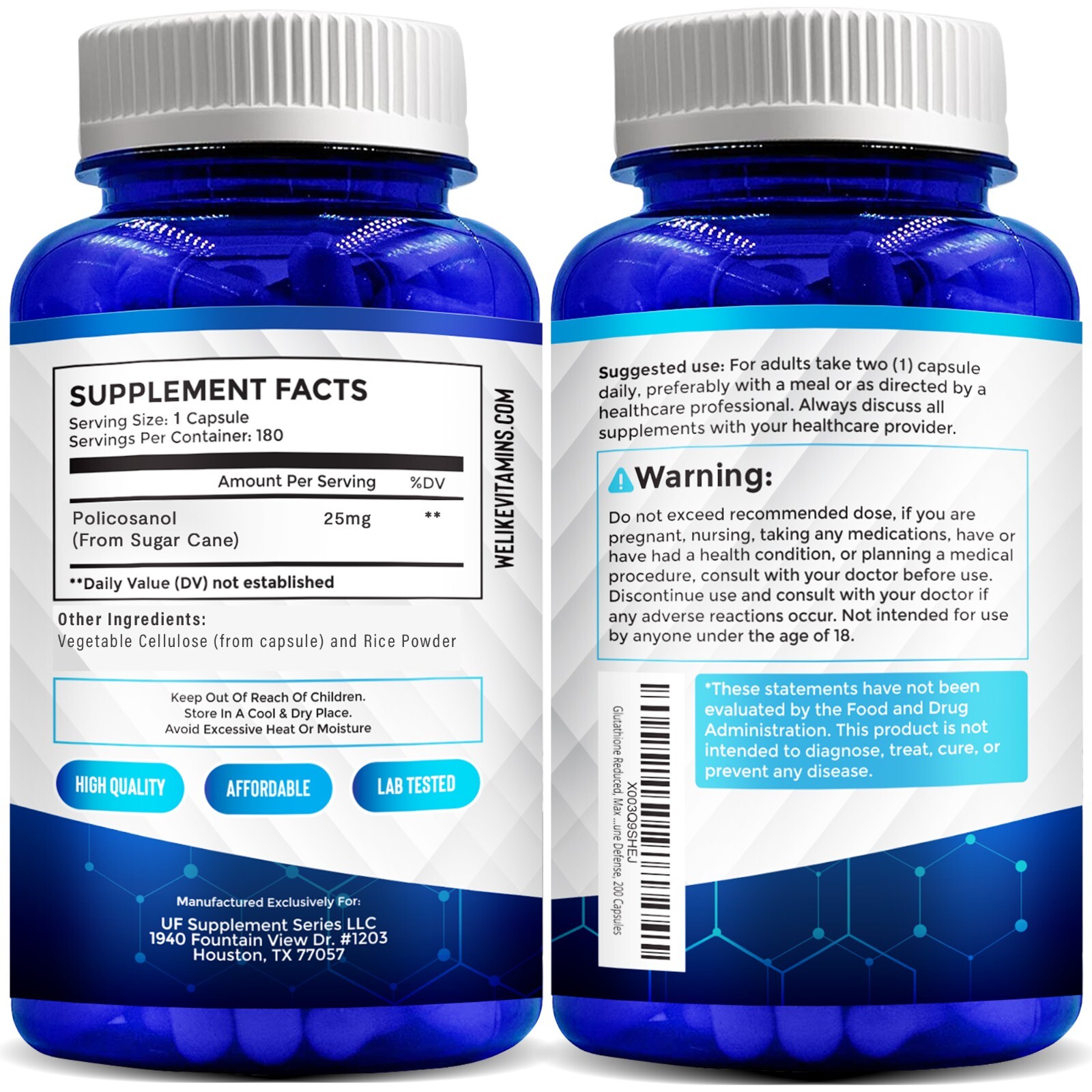 Policosanol 25mg – 180 Capsules We Like Vitamins