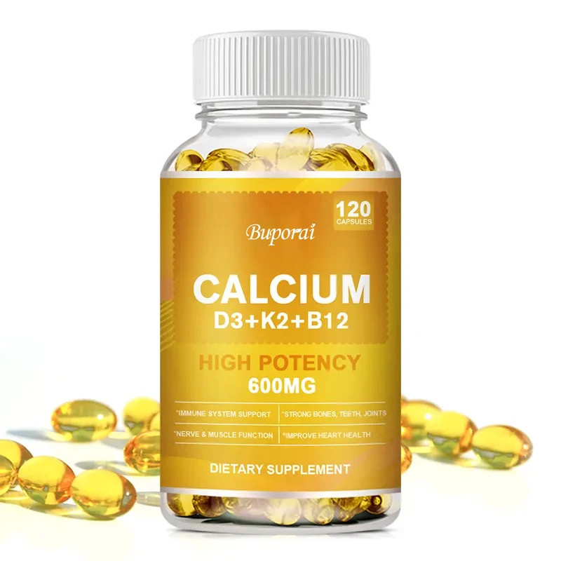 Vitamin K2 and D3 + B12 +Calcium 120pcs,Supports Bone, Teeth and Muscle Health
