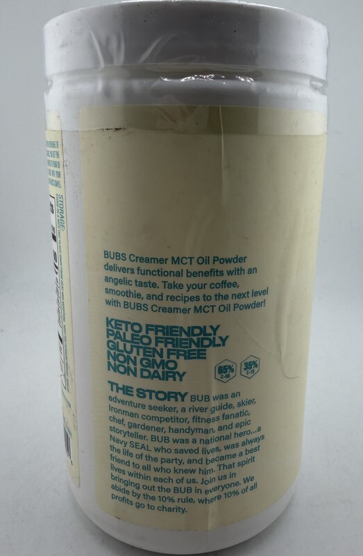 BUBS NATURALS BUBS CREAMER MCT OIL POWDER VEGAN FRIENDLY UNFLAVORED EXP:03/2027
