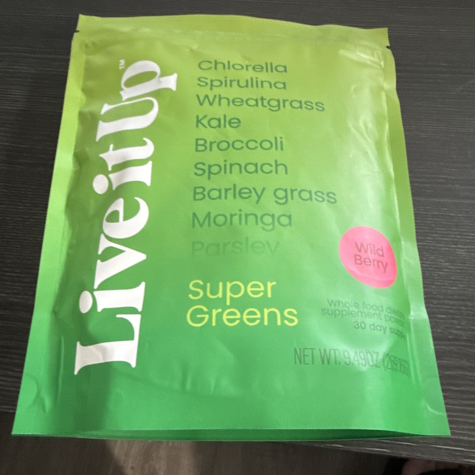 Live it Up Super Greens Wild Berry Powder Vegan 30 Servings 9.49oz
