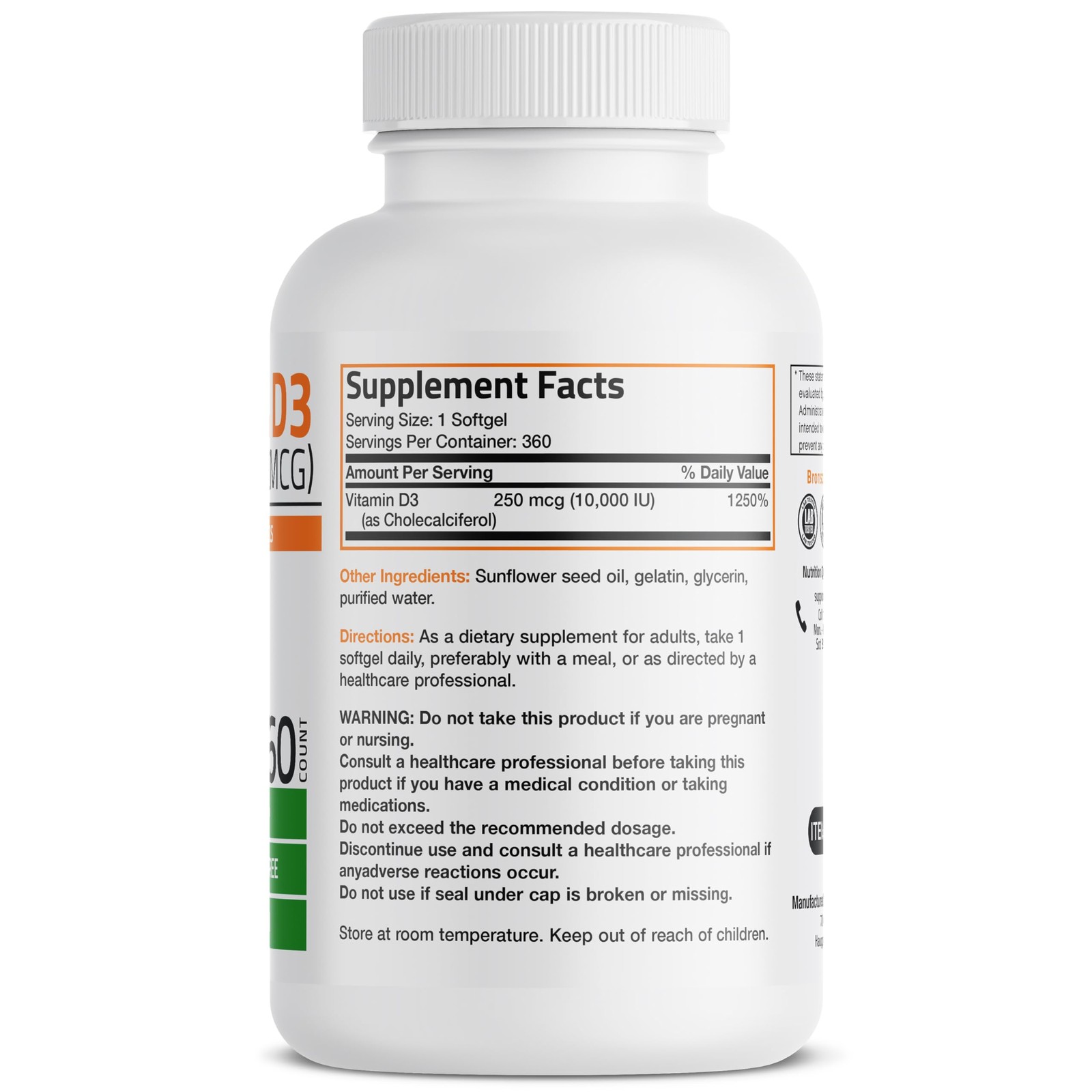Bronson Vitamin D3 10,000 IU (250 mcg) High Potency – 360 Count (Pack of 1)