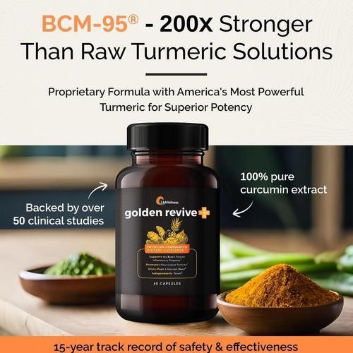 UpWellness Golden Revive+Joint Support Supplement Featuring Turmeric 60 Capsules