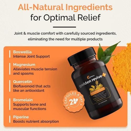 UpWellness Golden Revive+Joint Support Supplement Featuring Turmeric 60 Capsules