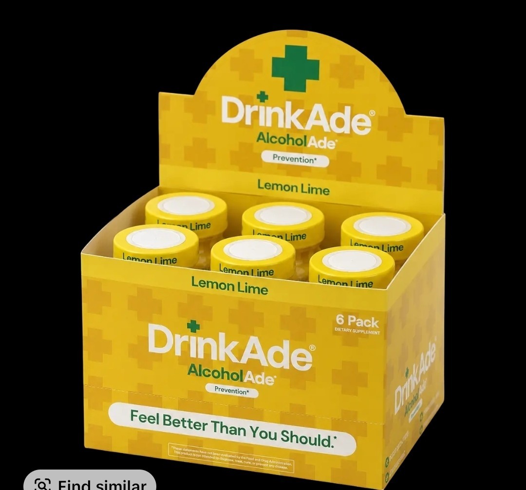 DrinkAde AlcoholAde Prevention Lemon Lime Gluten-Free, 2 fl oz 6 Pack