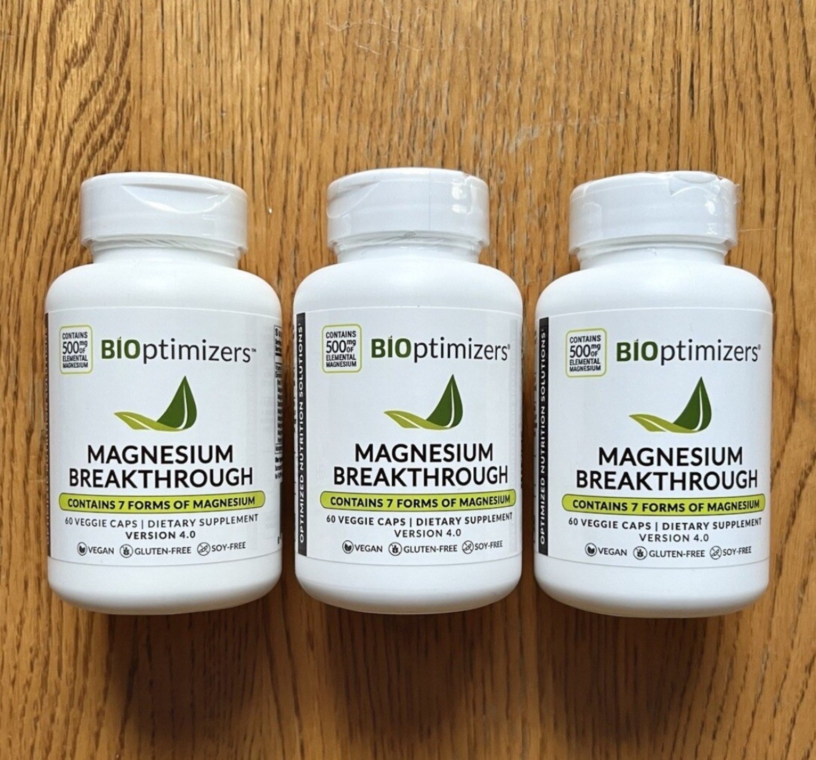 Bioptimizers Magnesium Breakthrough all 7 essential forms, 60 capsules-3 pack