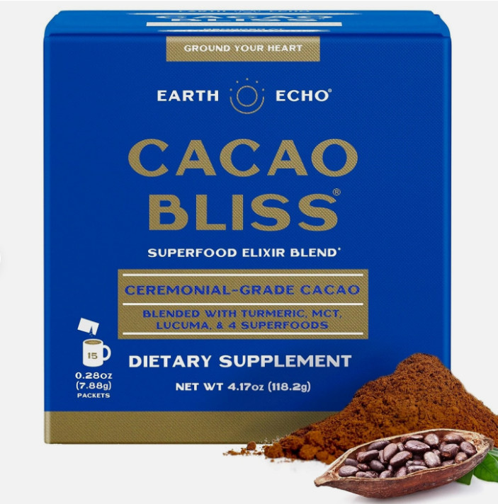 Earth Echo Raw Cacao Bliss Superfood Powder Organic Non GMO Health 15 Pack Choco