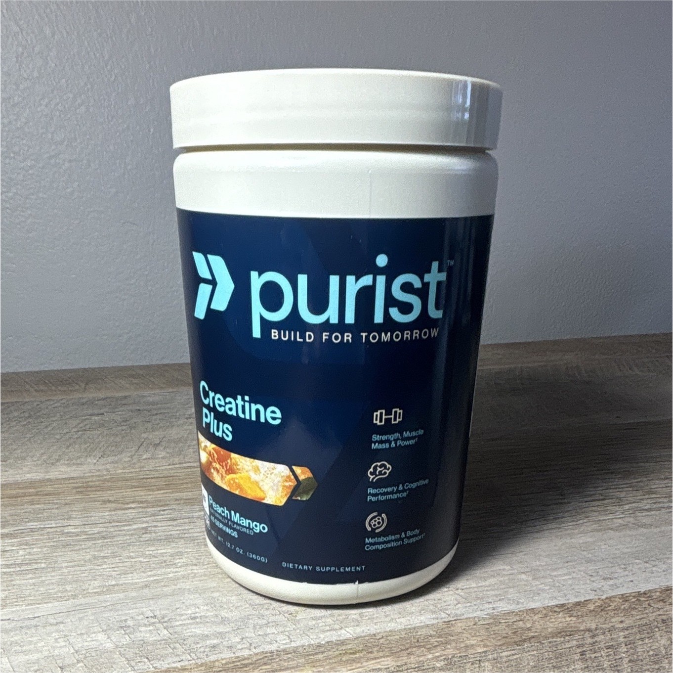 Purist Creatine Plus Powder Peach Mango 12.5 oz (360g) Vegan Gluten-Free