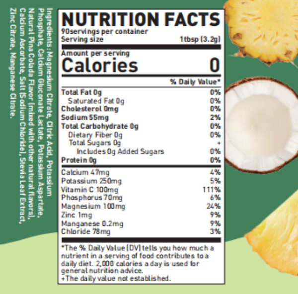 VITALLA-E Electrolyte Powder Drink Mix – 10.16 oz – Pina Colada, 90 Servings