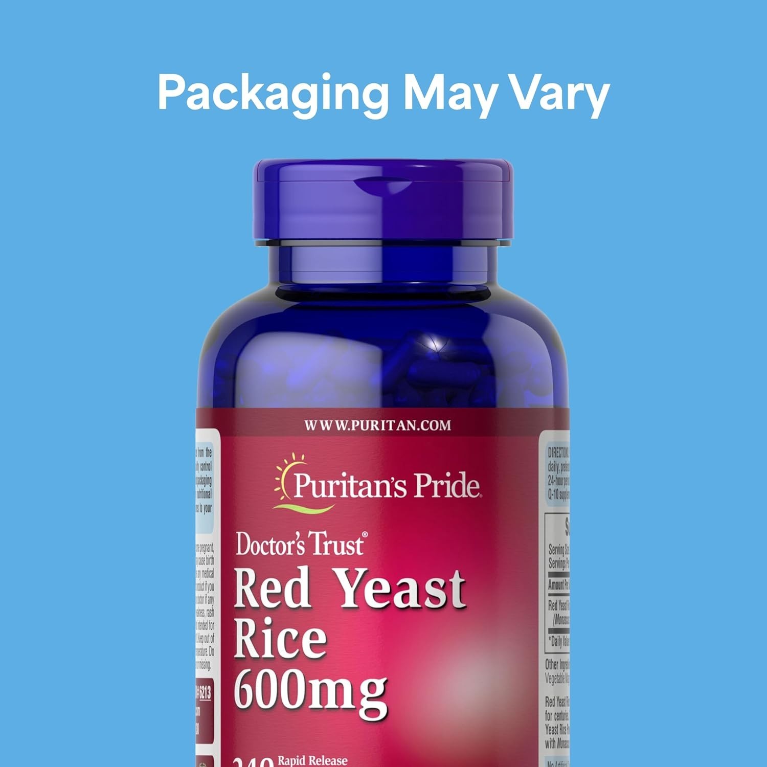 Puritan’S Pride Red Yeast Rice Capsule 600 Mg, 240 Count, Pack of 2