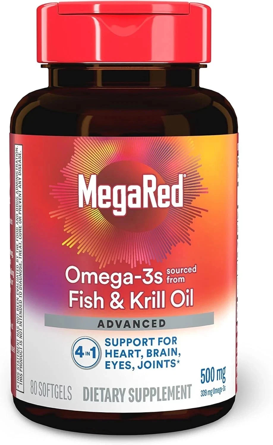 pack of 5 MegaRed Advanced Omega-3 500mg – 80 Softgels – Heart & Joint Support