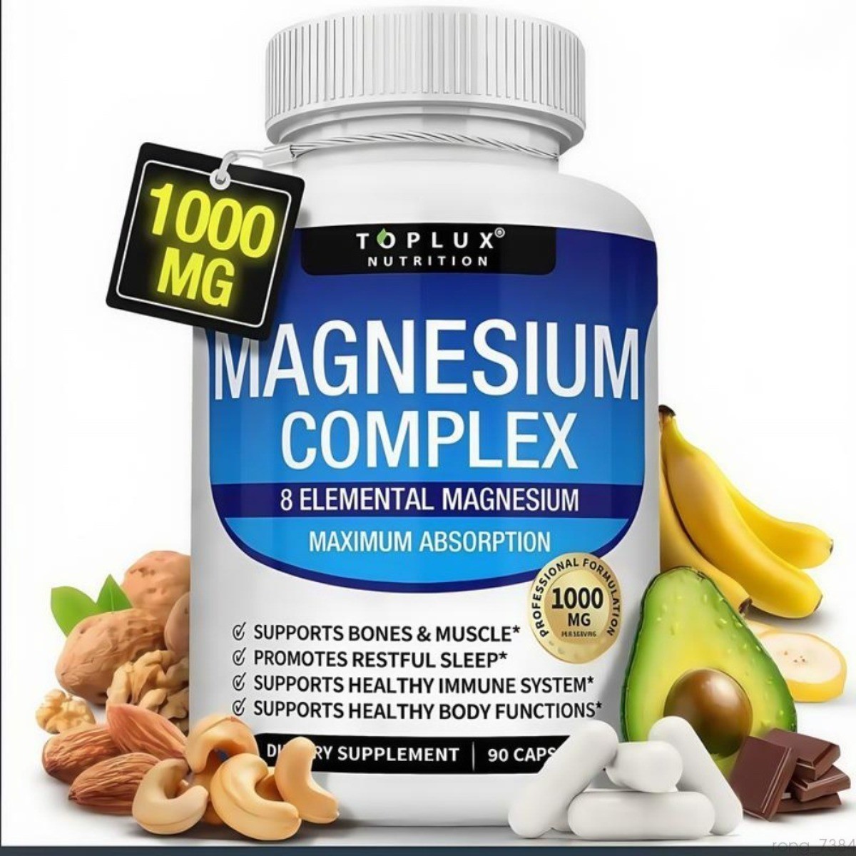 Toplux Magnesium Complex – 8 Forms for Sleep & Muscle Support, 90ct