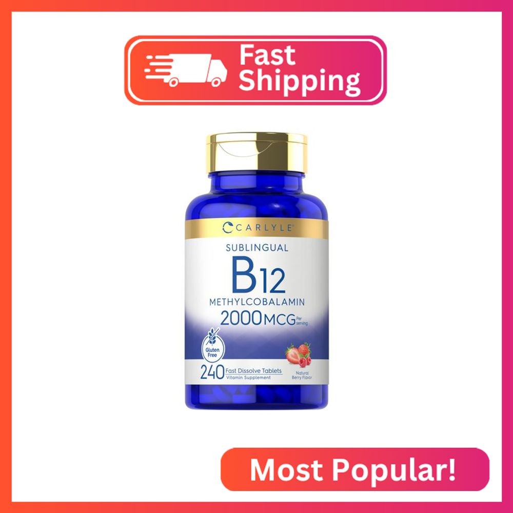 Carlyle B12 Vitamin 2000 mcg | 240 Fast Dissolve Tablets | Sublingual Methylcoba