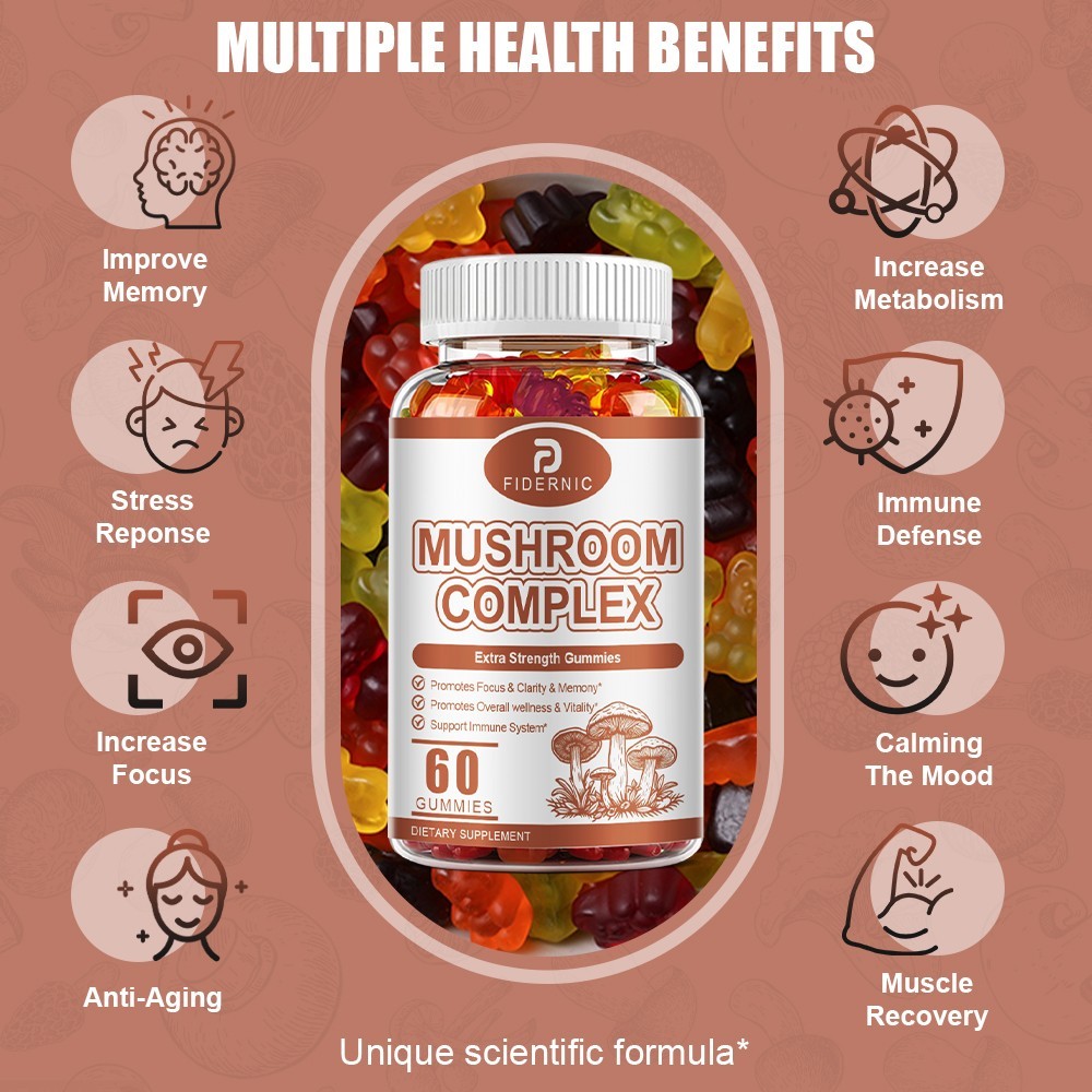 2 Bottles Mushroom Complex Supplement for Energy, Memory Immune System Support﻿