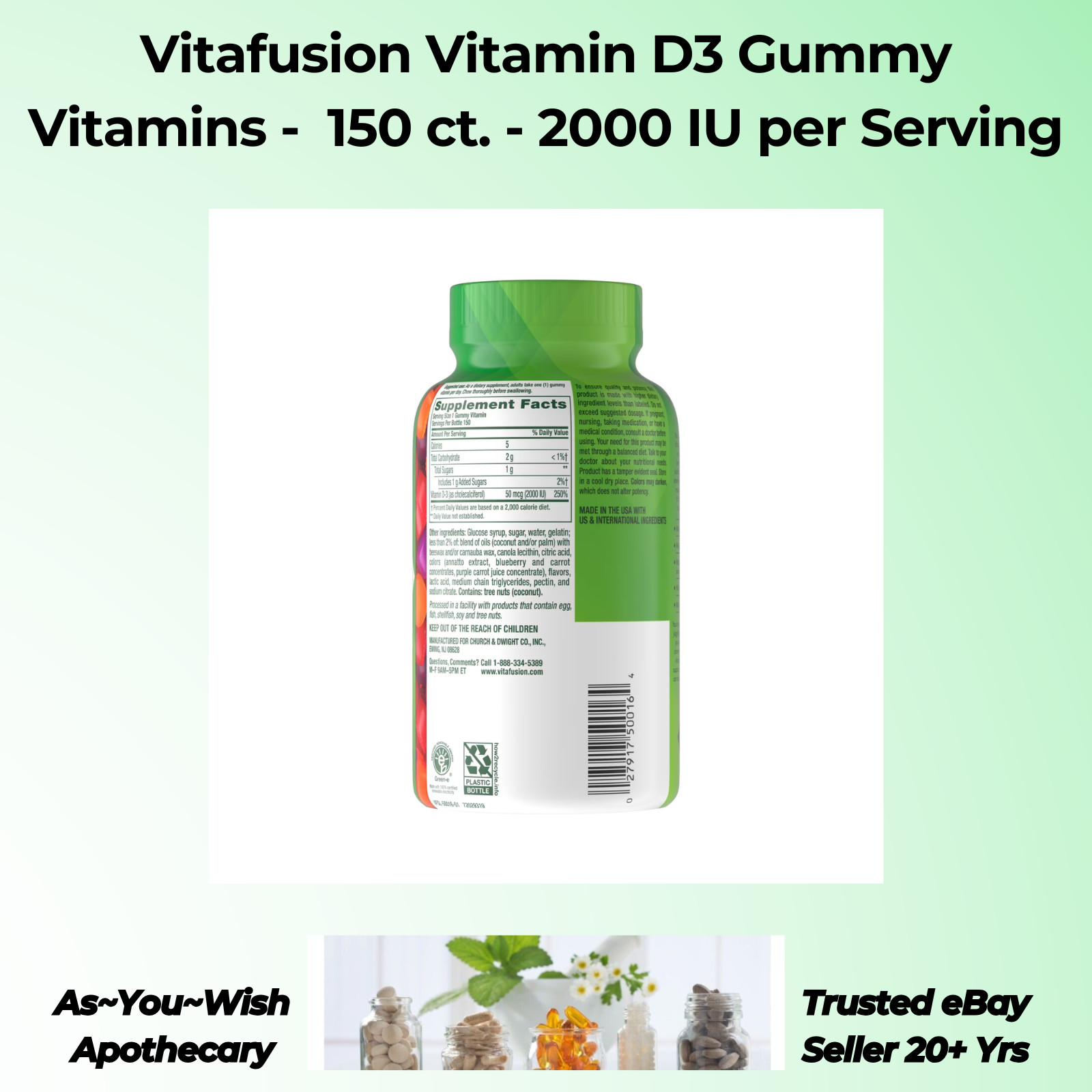 Vitafusion Vitamin D Gummy Vitamins – 150 ct – 2000 IU – Exp:05/27 Vitamin D3