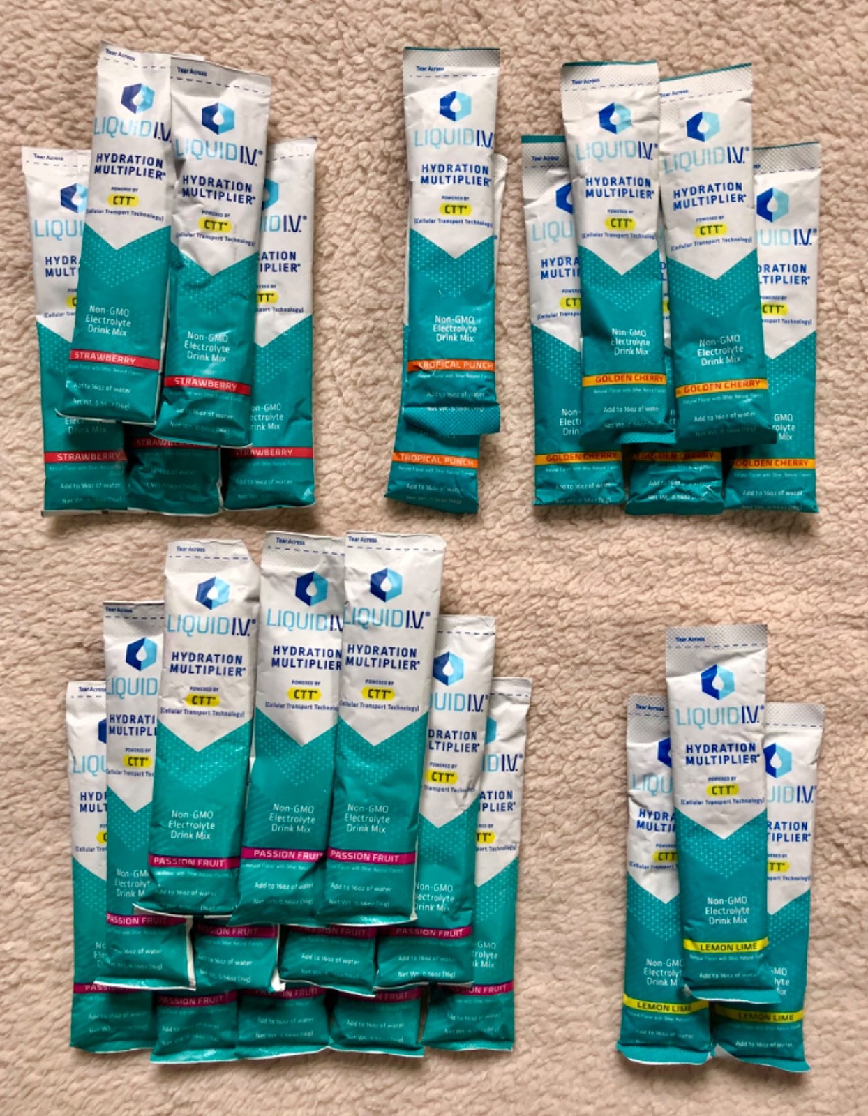 Liquid IV Hydration Multiplier Electrolyte Drink Packets 5 Different Flavors