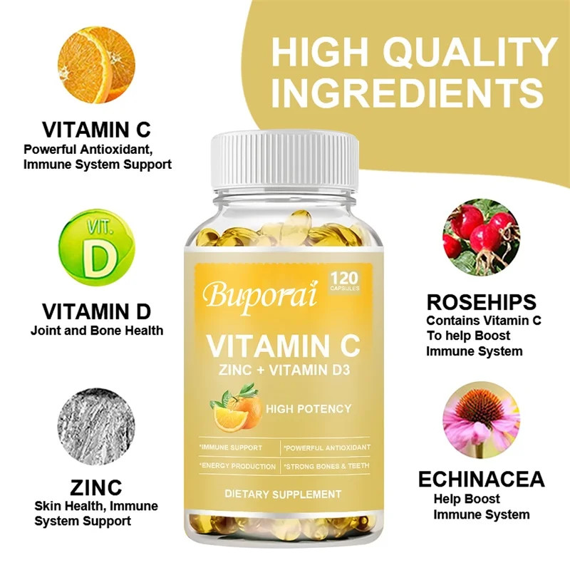 Zinc, with Vitamin C, D3 240pcs, Sleep and Energy, Supports Respiratory Health