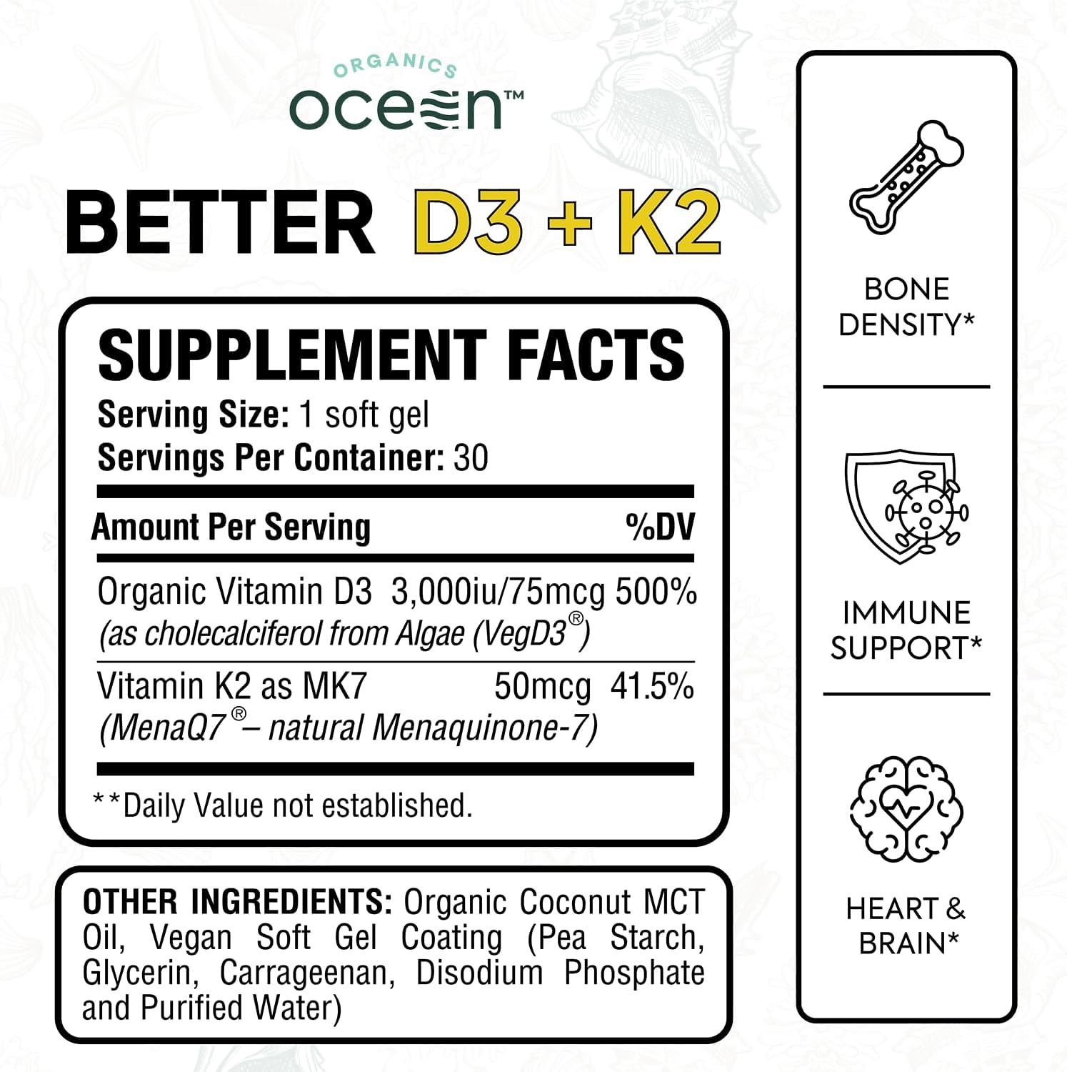 Better D3 + K2 – 100% Organic Softgels for Overall Health – 30 Days of Wellness