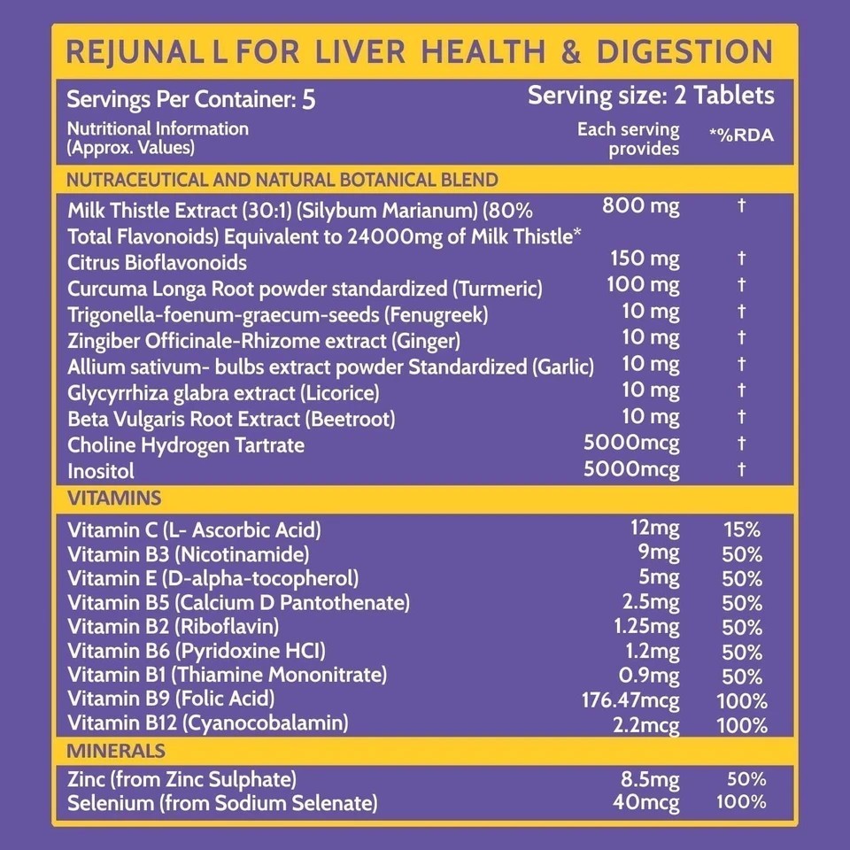 Liver Support Supplement with Milk Thistle Extract 800mg 30 Veg Tablets S896