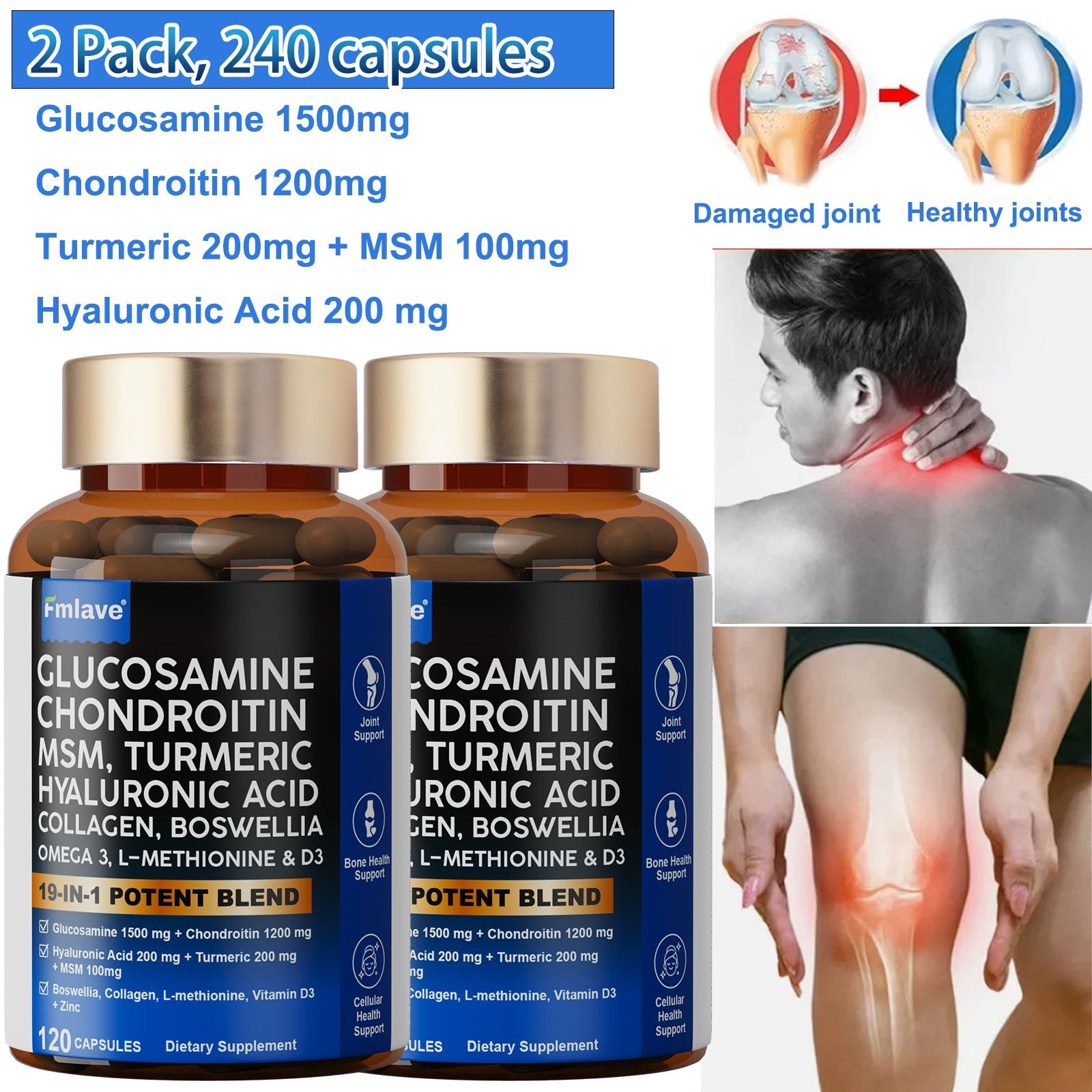 (2 Pack) Turmeric Curcumin with Ginger Black Pepper 60ct Joint Pain Max Strength