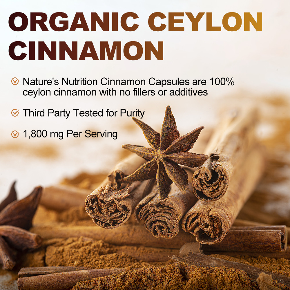 Organic 1800mg Ceylon Cinnamon Capsules Potency Blood Sugar Support 240 Pills