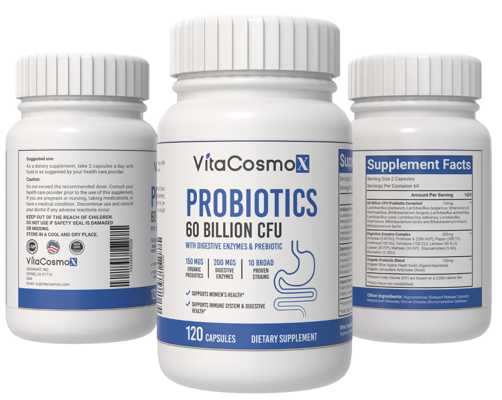 60 Billion Probiotics Immune System Boosting Supports Digestive Health 120 Cap