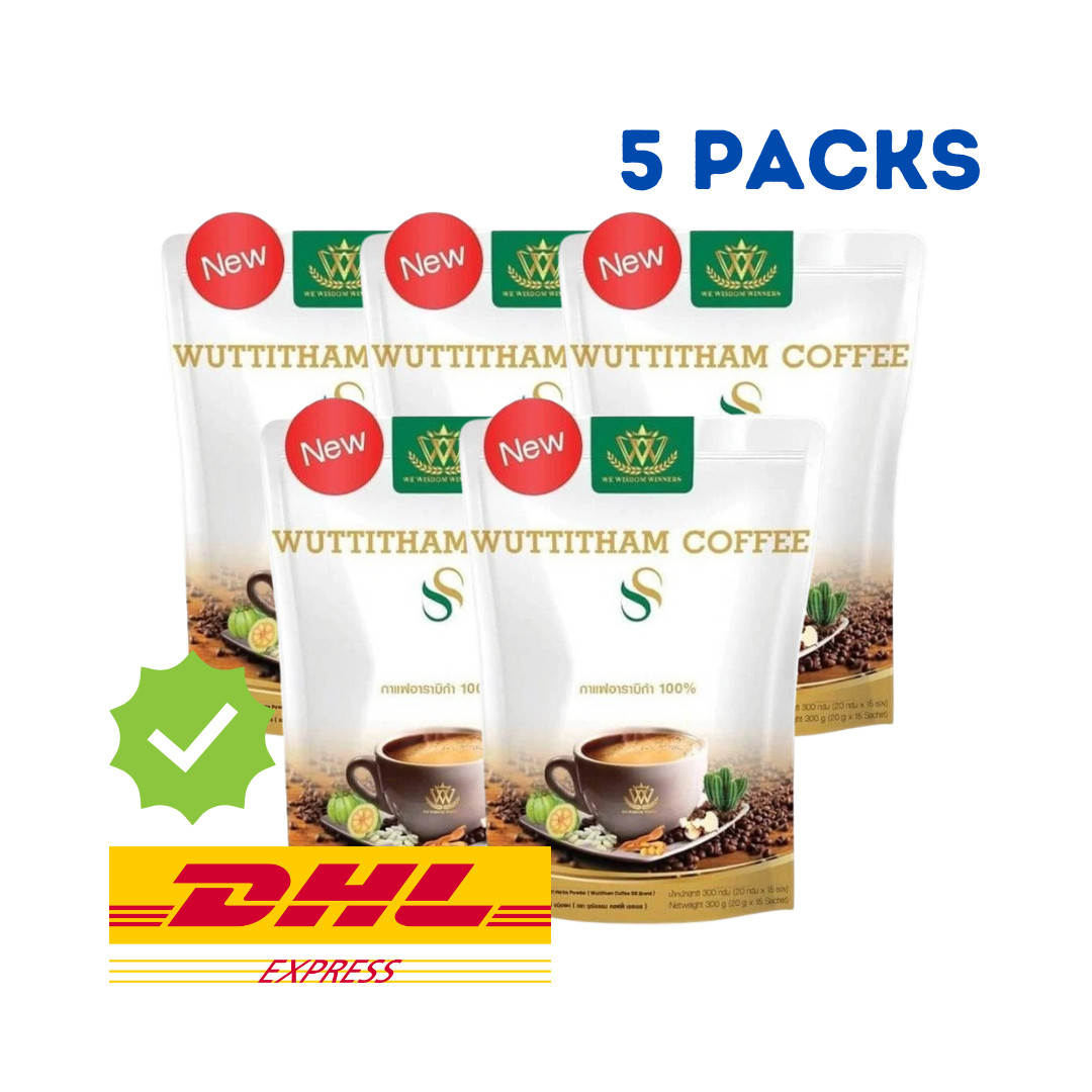 5x Wuttitham Instant Coffee Health Weight Control Burn Anti Aging Slim Drink