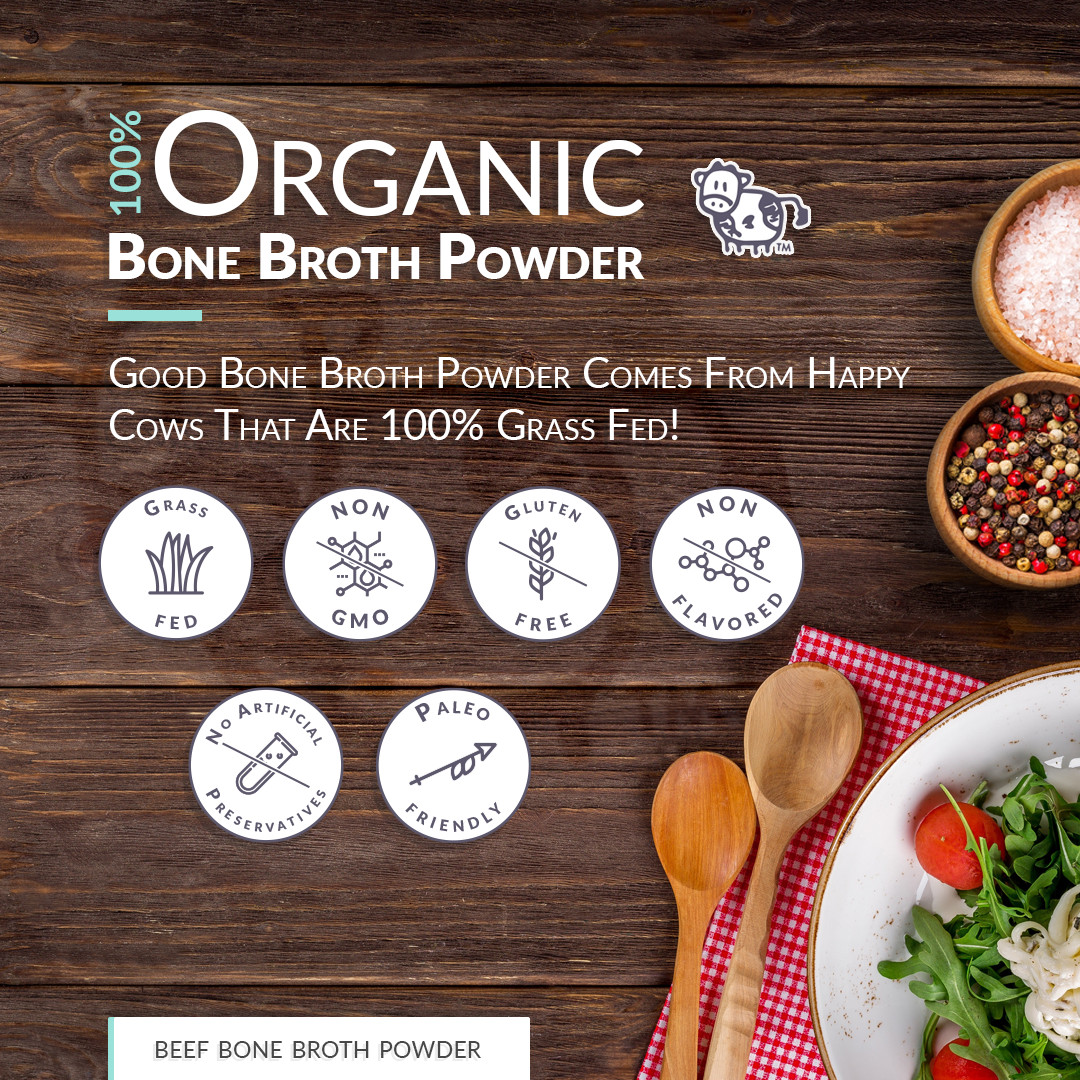 Bone Broth Powder – Pure Protein Organics – Grass-fed (300g)