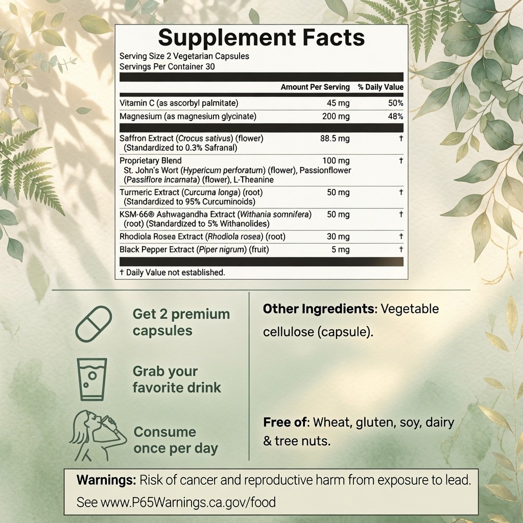 Micro Ingredients Saffron Plus Advanced Complex Ashwagandha 60 Veggie Caps