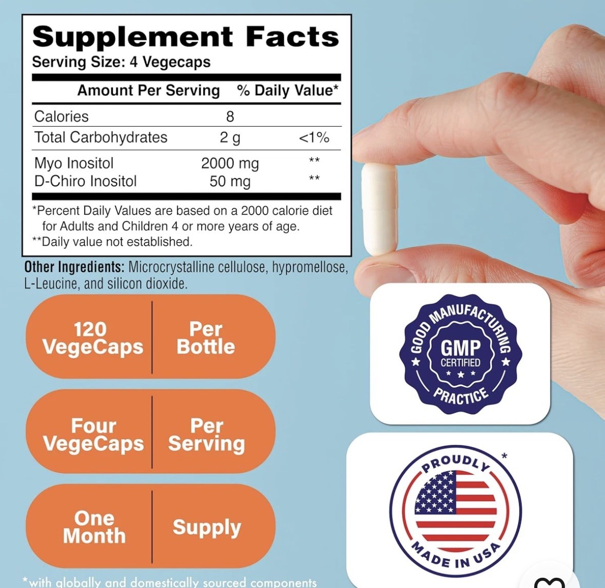 Inositol Supplement 40:1 Myo-Inositol to D-Chiro-Inositol Ratio PCOS WOMEN