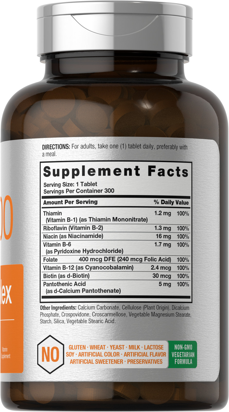 Vitamin B-100 Complex | 300 Tablets | Vegetarian, Non-GMO | by Horbaach