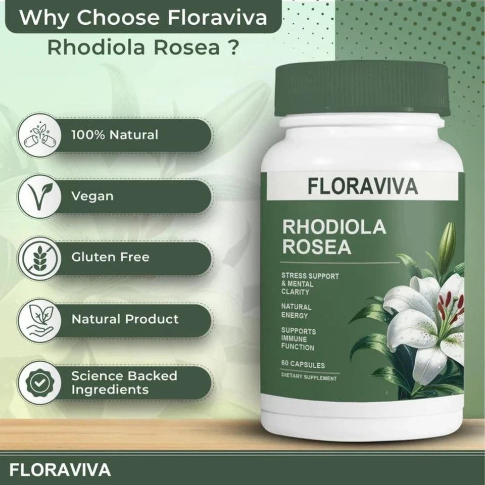 1-Pack Rhodiola Rosea Capsules – Floraviva for Energy, Focus, Mood
