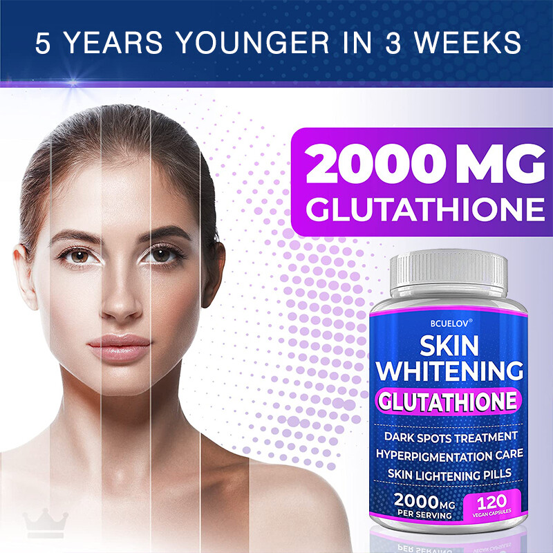 Glutathione 120 Capsules 2000 mg Anti-aging Skin Health Dark Spots Removal