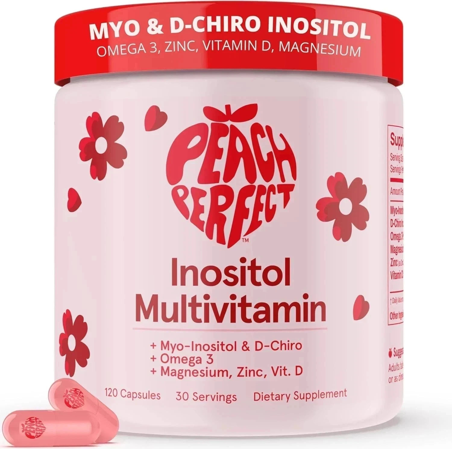 Peach Perfect Inositol Multivitamin + Myo-Inositol & D-Chiro, 120 Capsule s