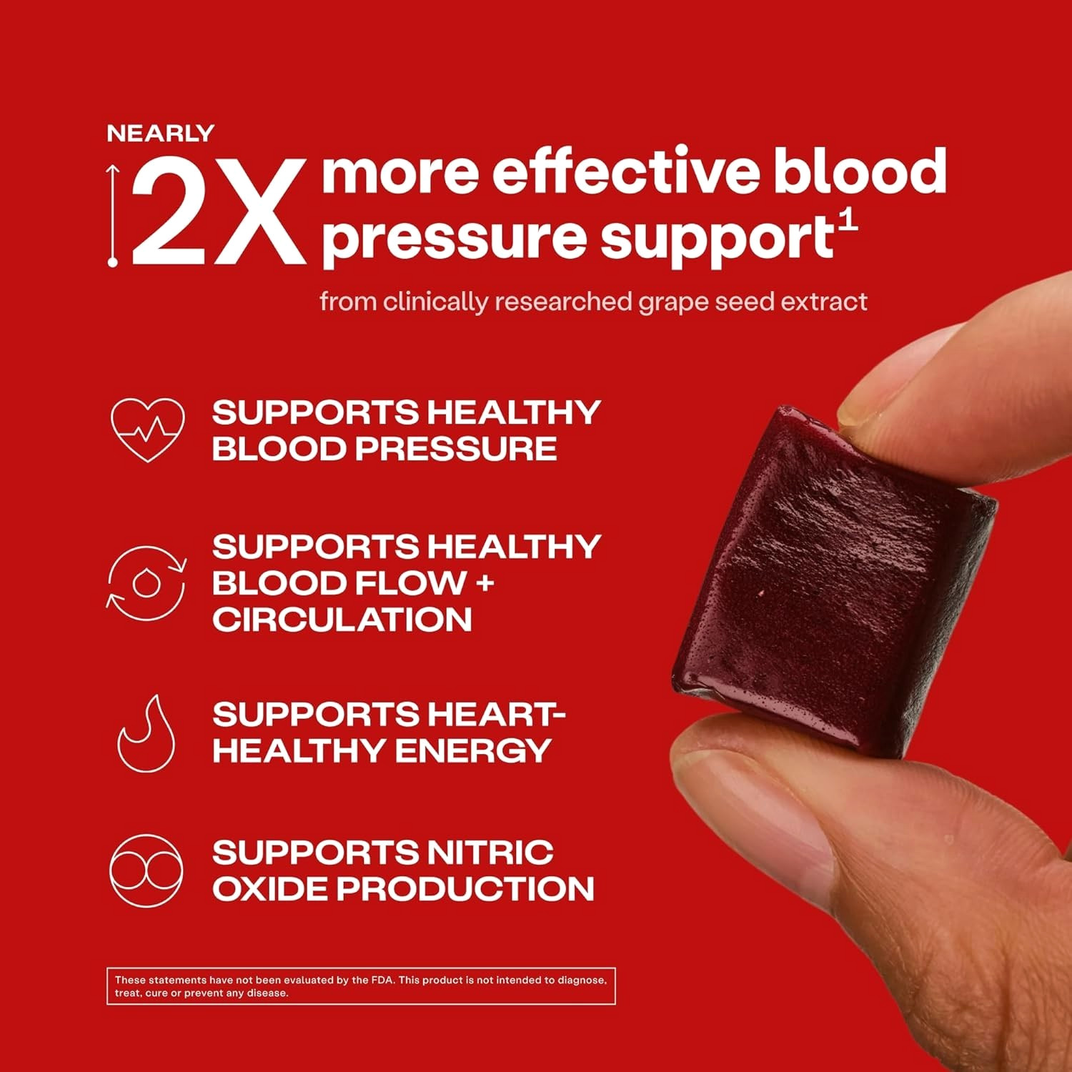 humann SuperBeets Heart Chews 60 Pomegranate Berry w/ Beet Root, Grape Seed