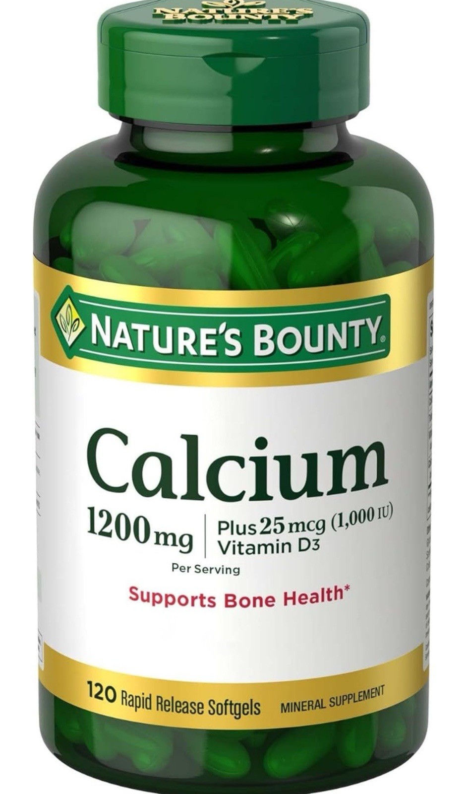 Nature’s Bounty 1200mg Calcium & 1000IU Vitamin D3, 120 Softgels