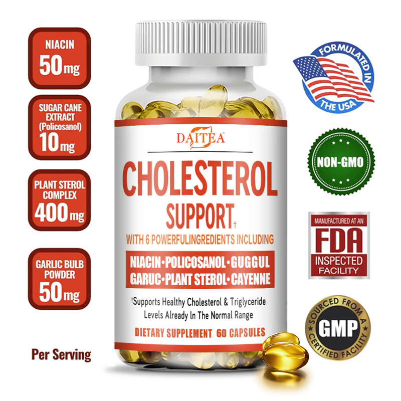 Cholesterol Support Capsules – 6 Active Ingredients – Lower Cholesterol