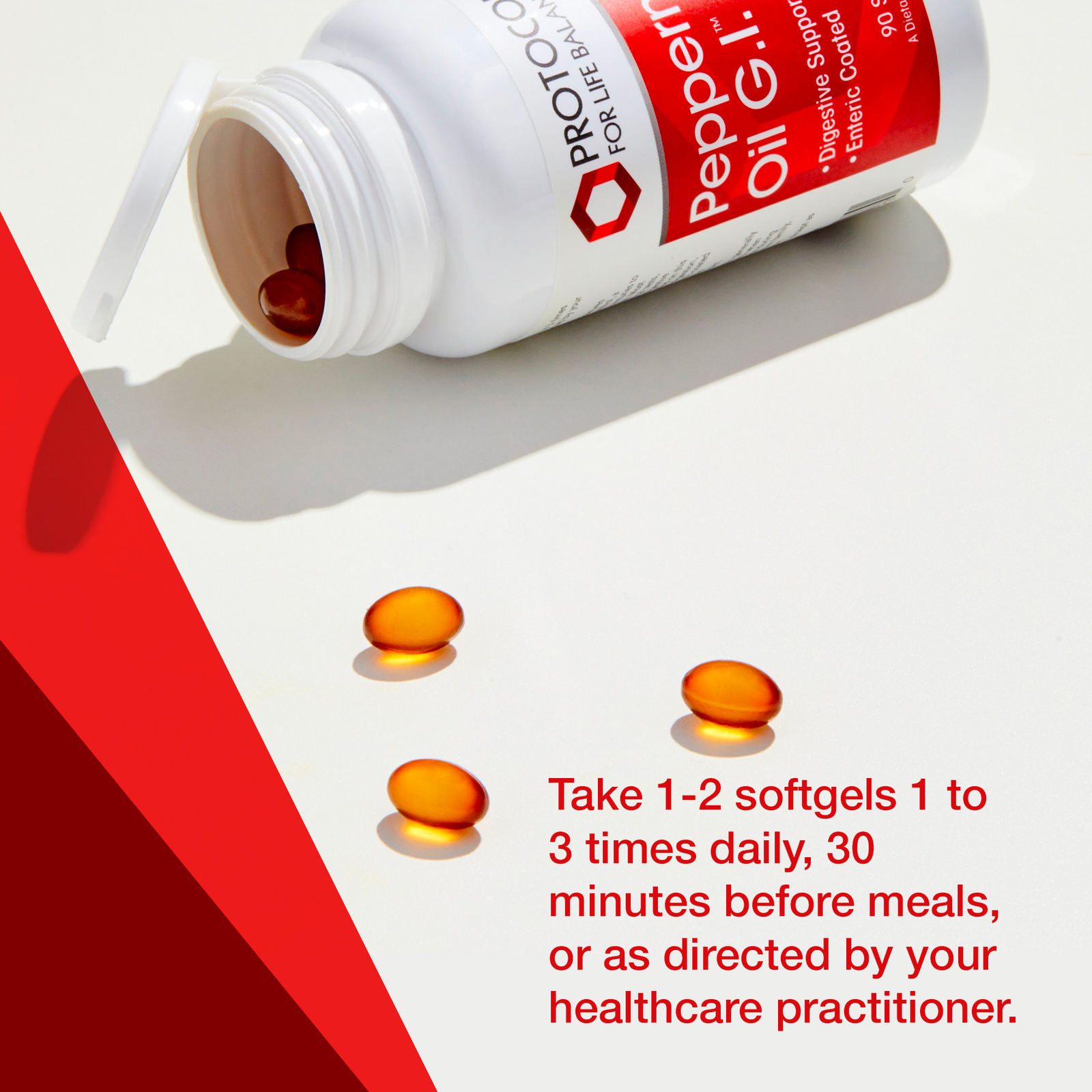 Protocol Peppermint Oil G.I. Digestive Support, Ginger & Fennel Oils 90 Softgels