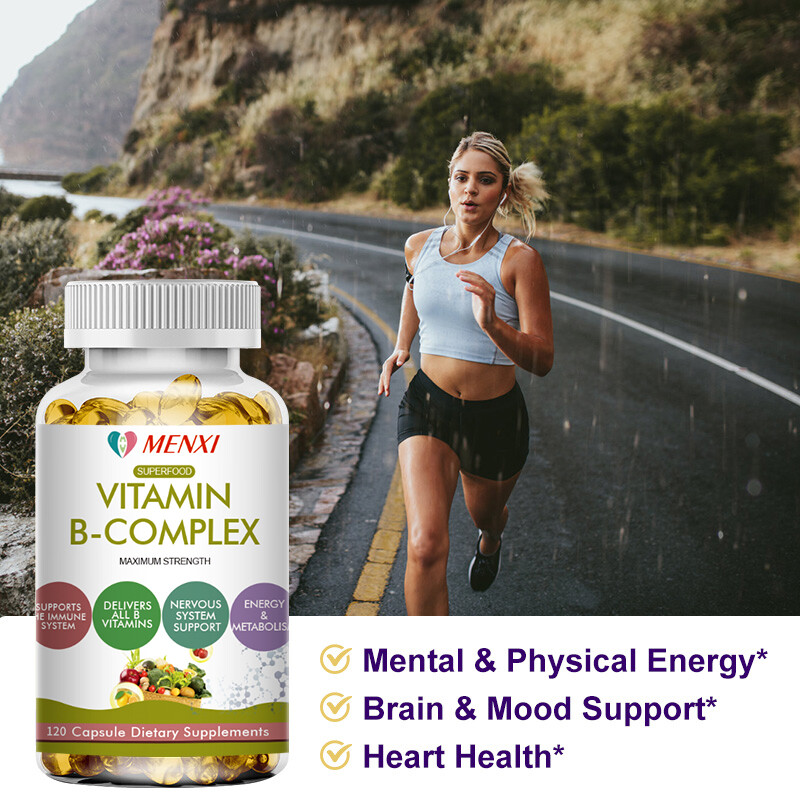 MENXI Vitamin B Complex 60 Capsules B1,B2,B3,B5,B6,B7,B9,B12, Immune Support USA