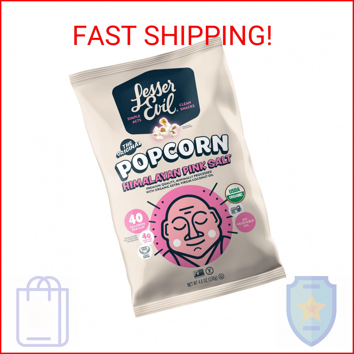 LesserEvil Popcorn, Himalayan Pink Salt, 4.6 Oz