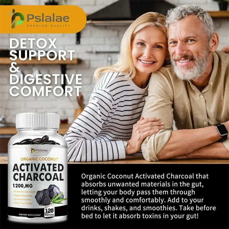 Activated Charcoal 120pcs – Relieve Gas & Bloating, Detox & Bowel, Digestive